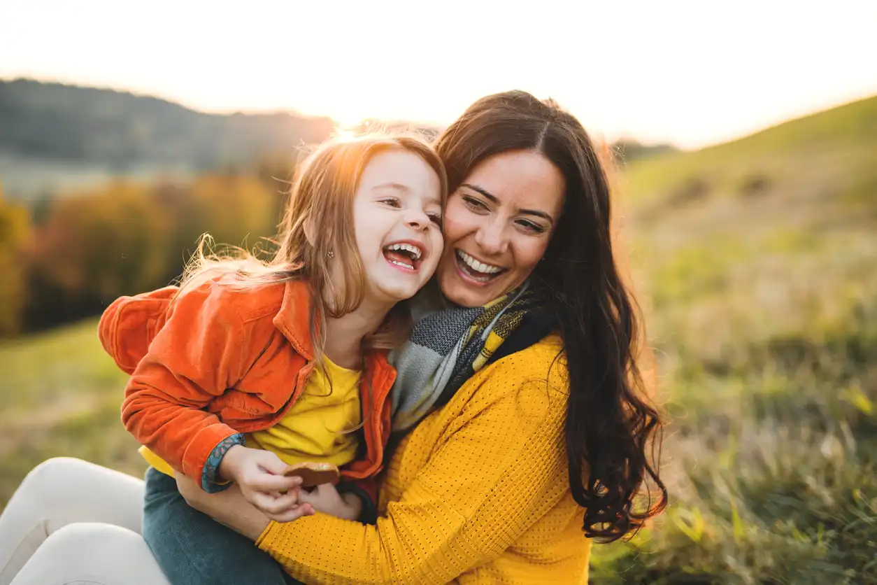 Mother and daughter having a good time