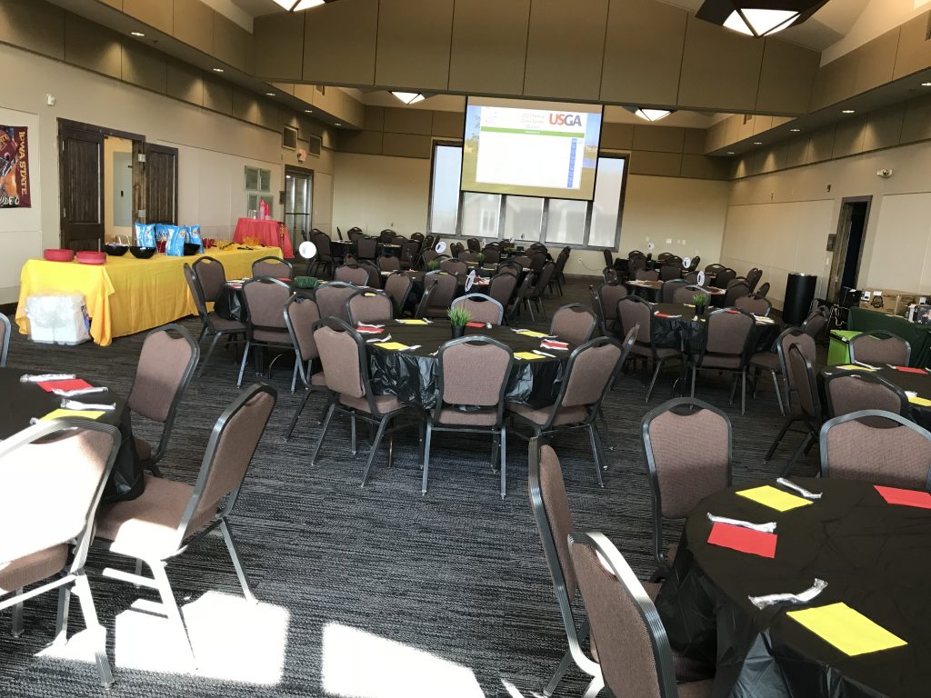 Conference room with sitting arrangements